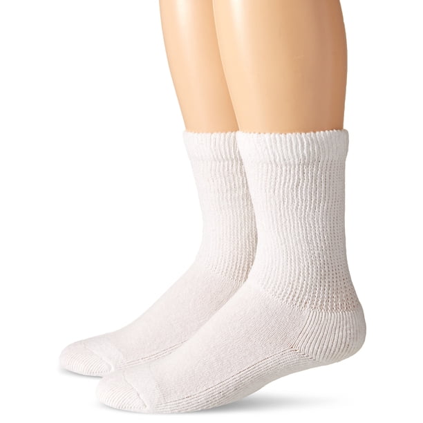 Top Flite Calcetines Diabéticos para Hombre sin Compresión, caña media, paquete de 2, blanco, talla grande