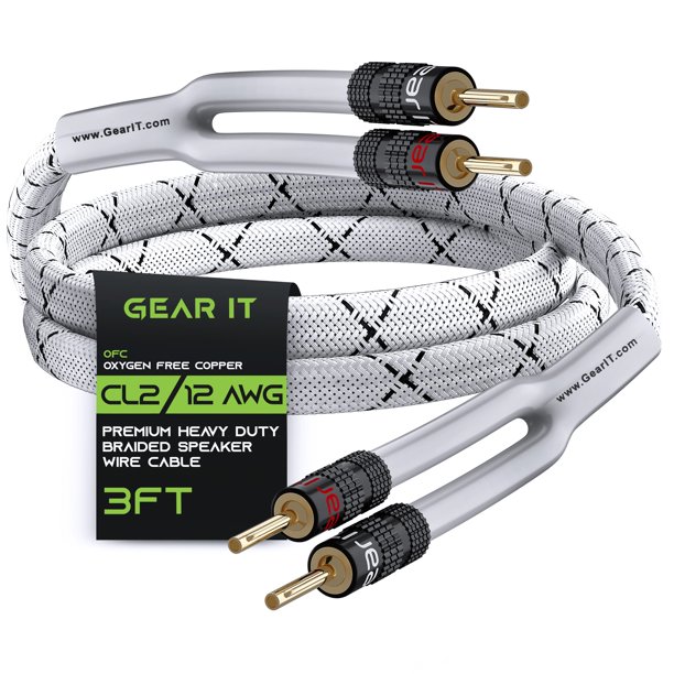 Cable de altavoz GearIt de 12 AWG de primera calidad, resistente, 1 m con conector tipo banana