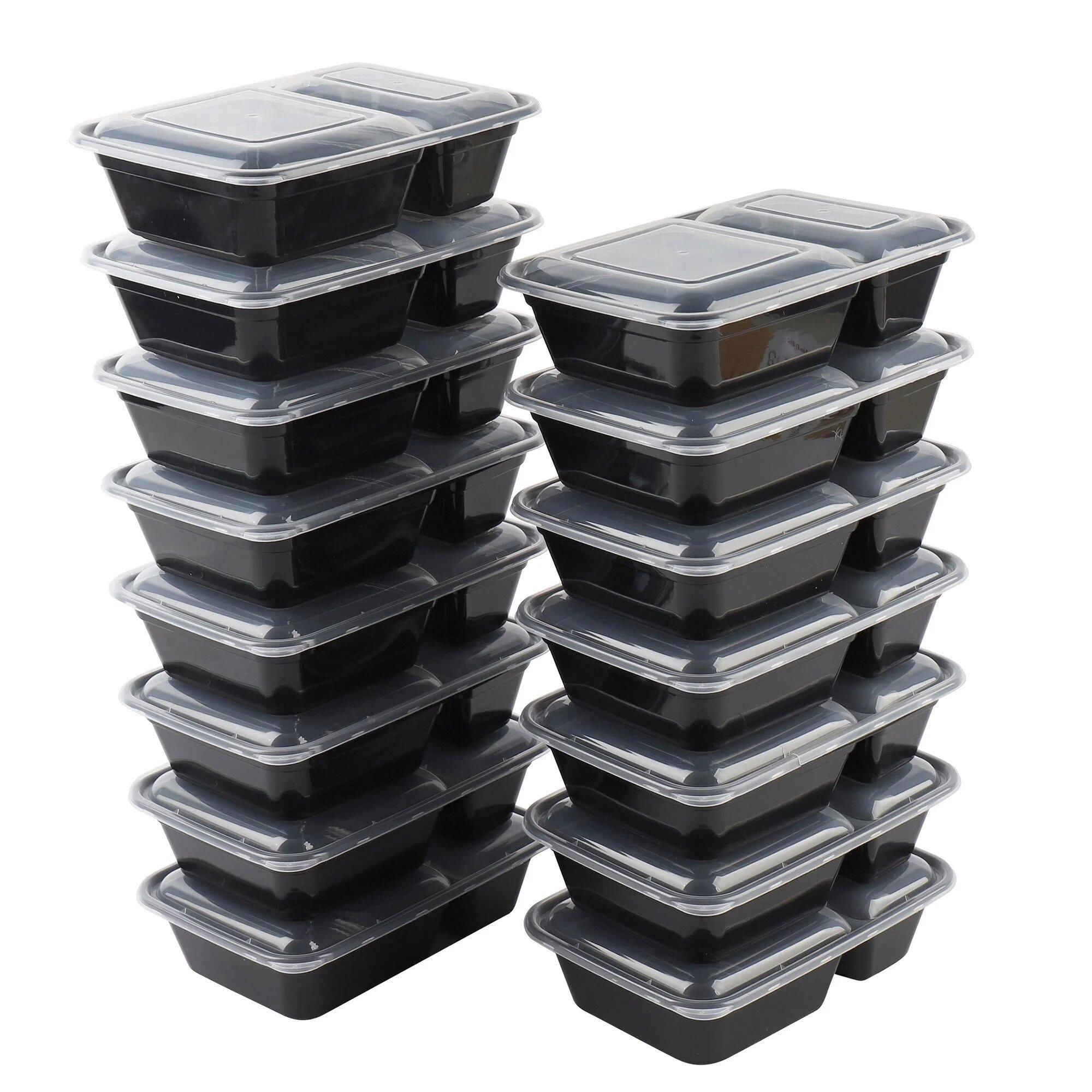 Contenedor Meal Prep 900ML Plástico 15 Piezas Negro