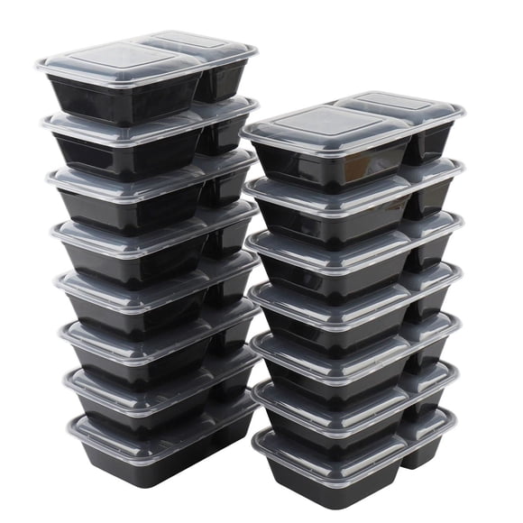Contenedor Meal Prep 900ML Plástico 15 Piezas Negro, 1 Un