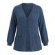 thumbnail image 5 of GRACE & GRANDEUR Cárdigan abierto para mujer de talla grande con botones, mangas de linterna, cuello en V, suelto, casual, suave, tejido de punto, con bolsillos 1X Azul Marino, 5 of 7