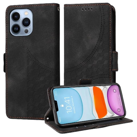 Carcasa Foxdock Iphone 13 Pro Max De Cuero Pu, Diseño Acolchado Clásico, Protección Contra Caídas Y Rayones