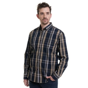 Truval - Camisa Trevira Cuadros Azul Marino