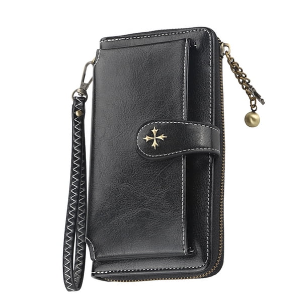 Nuevo bolso largo para mujer, multifuncional, con cremallera, para teléfono móvil, bolso de mano con hebilla de moda