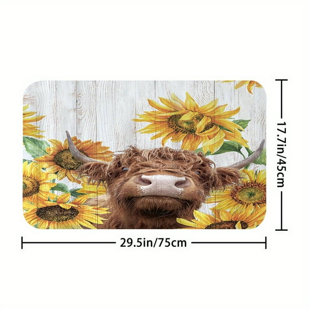 1pc/4pcs Sunflower & Cow Pattern Bath Rugs and Shower Curtain Set - Waterproof, Non-Slip, U-Shaped Toilet Mat, Toilet Cover, and Bathroom Accessories - Home Decor