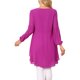 thumbnail image 3 of INSPIRE CHIC Blusas asimétricas de gasa casuales elegantes para mujer con mangas largas de linterna y cuello redondo L Púrpura oscuro, 3 of 6