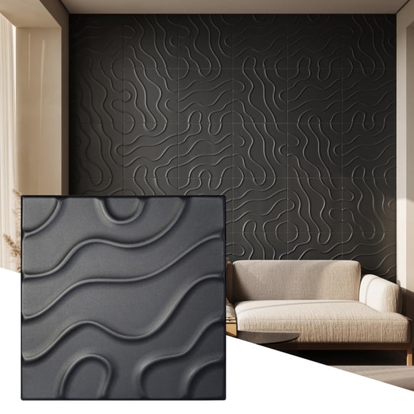 Paneles de pared Wall!Supply pack de 12 unidades negro 50 × 50 cm