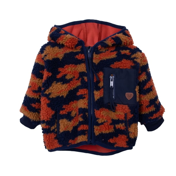 Polerón Bebé Niño Camuflado con Sherpa y Cierre Azul