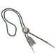 thumbnail image 3 of negro pu cuero occidental vaquero rodeo bolo tie bola collar antiguo plata, 3 of 3