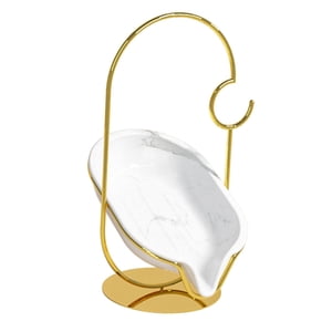 Bothyi - Caja De Jabón Contenedor De Moda Estante De Esponja Para Suministros Baños De Encimera Blanco Y Dorado