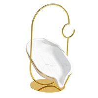 Bothyi - Caja De Jabón Contenedor De Moda Estante De Esponja Para Suministros Baños De Encimera Blanco Y Dorado