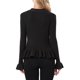 thumbnail image 3 of INSPIRE CHIC Cárdigan Suéter para Mujeres de Regreso a Clases Cuello en V Dobladillo con Volantes Plisado Abotonado Casual de Manga Larga Abierto al Frente Suéteres XL Negro, 3 of 6