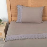 Juego De Sábanas Polar Lisa Broderie 1.5 Plazas / Taupe – Mashini