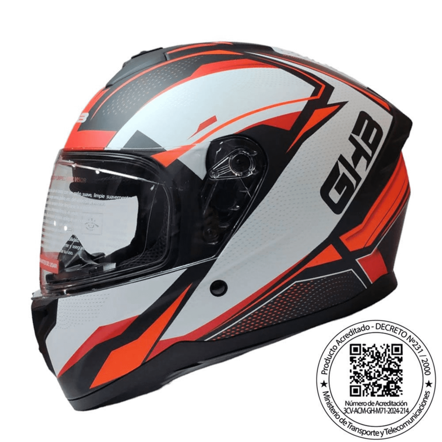 Casco Integral Ghb M-71 Sour Blanco Rojo Matte Talla M
