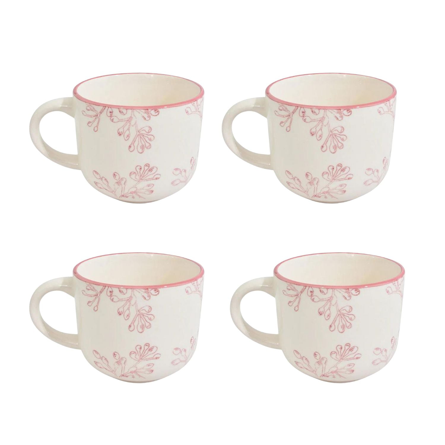 Disparo - Set 4 Tazas De Te 350ml Royal Borde Rose Menaje Cocina
