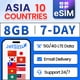 thumbnail image 1 of Esim Asia 8 Gb Tarjeta Sim Digital Prepaga De 7 Días, 1 of 7