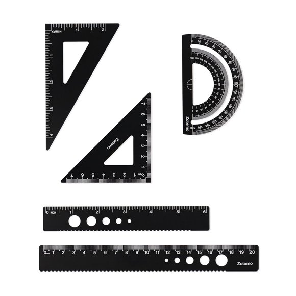 Set de reglas de geometría Zotemo AMG001, 20 cm y 15 cm, aluminio