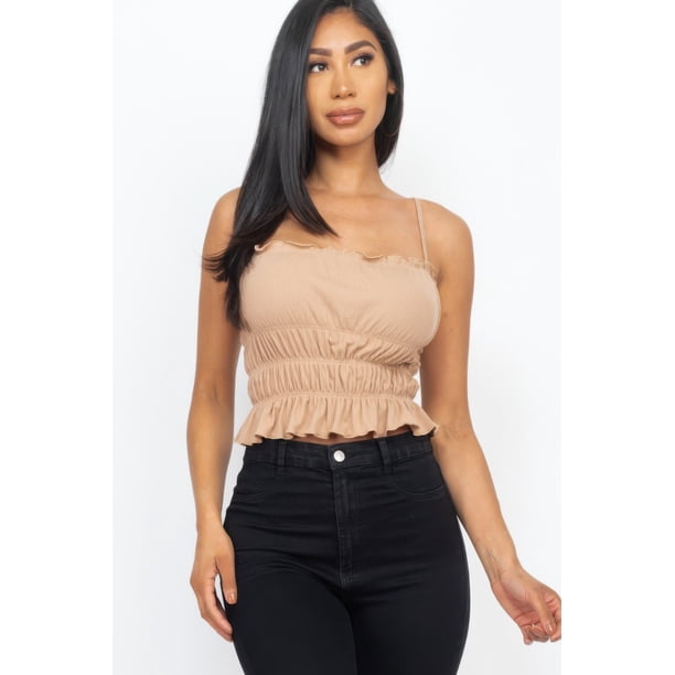 Top Corto con Cuerpo Fruncido y Capas