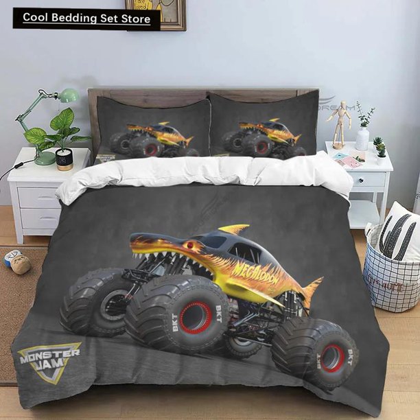 Super Monster Truck Monster Jam Comforter Bedding Set,Duvet Cover Bed Set Quilt Cover Pillowcase,King Size Bedding Set Bed Sheets