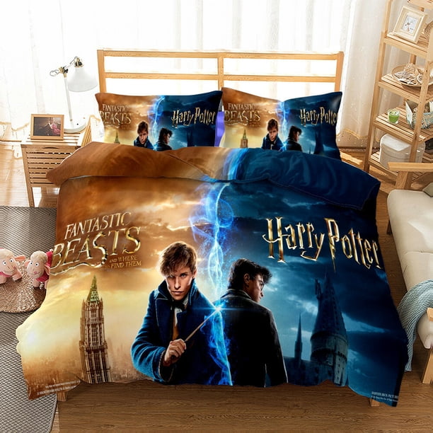 British Harry Potter Printed Bedding Set 3-piece Duvet Cover Pillowcase Comforter