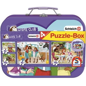 Schmidt - Puzzle 2 X 60, 2 X 100 Piezas Club Caballos Maleta Metal