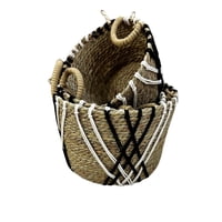 Homastti - Pack 3 Canasto Macetero Fibra Cuerdas Blancas Y Negras