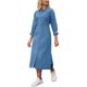 thumbnail image 4 of INSPIRE CHIC Vestido Vaquero de Mujer Regreso a Clases Ajuste Holgado Manga 3/4 Botones Abajo Midi Vestido de Mezclilla XL Azul, 4 of 6