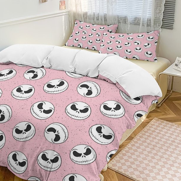 Pale Pink The Nightmare Before Christmas Comforter Set Soft 3 Pcs Twin Bedding Sets Thicken for All Season
