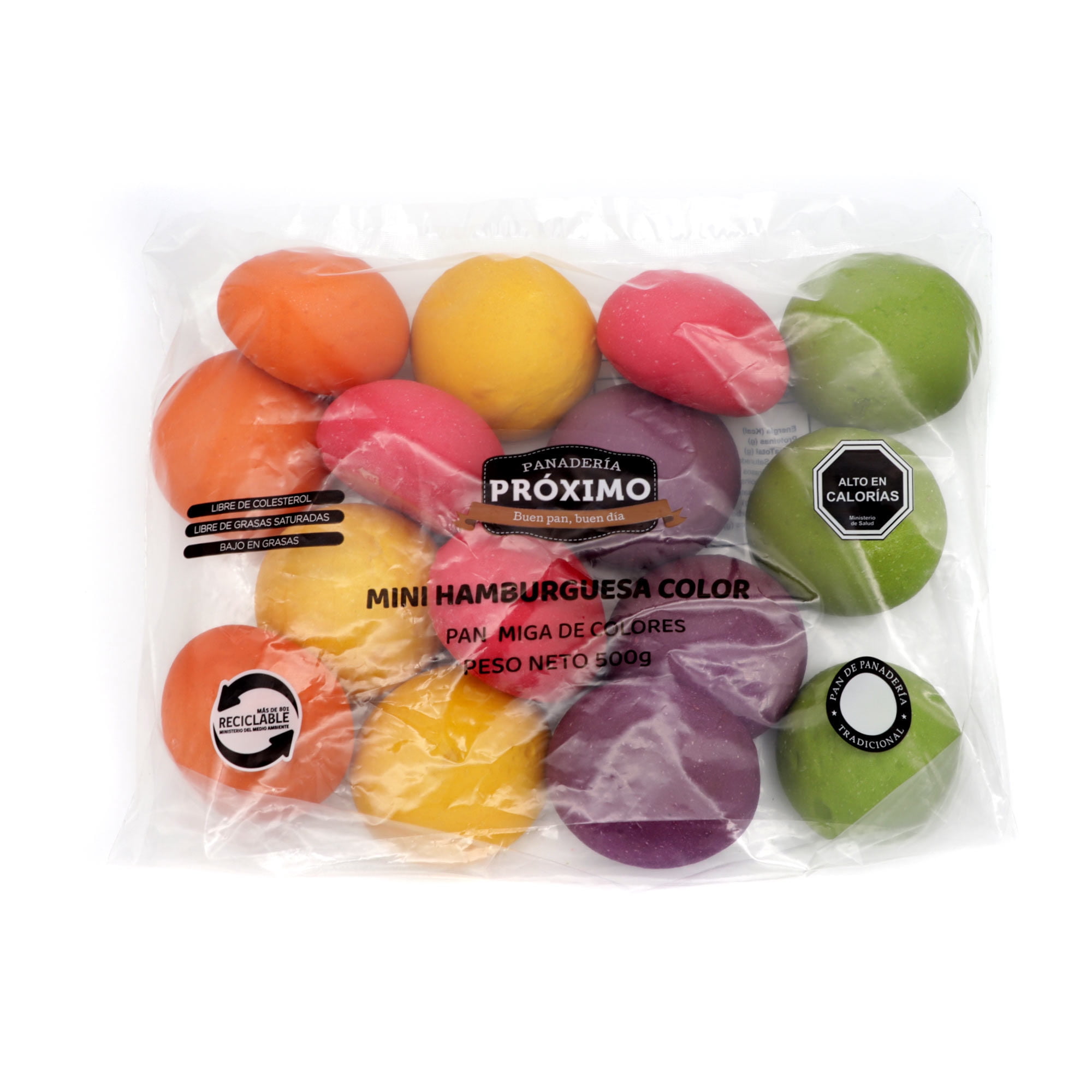 Pan Mini Hamburguesa Colores 500 g (15 un aprox) Proximo
