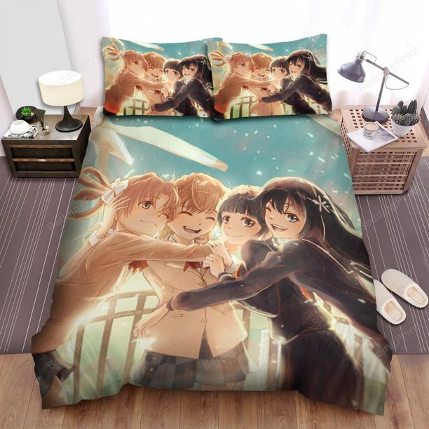 A Certain Scientific Railgun Characters’ Happy Moment Quilt Duvet Cover Set3-Piece Bedding Set