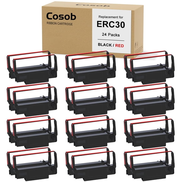 Cinta de impresora COSOB ERC 30/34/38 B/R, paquete de 24 unidades para Epson