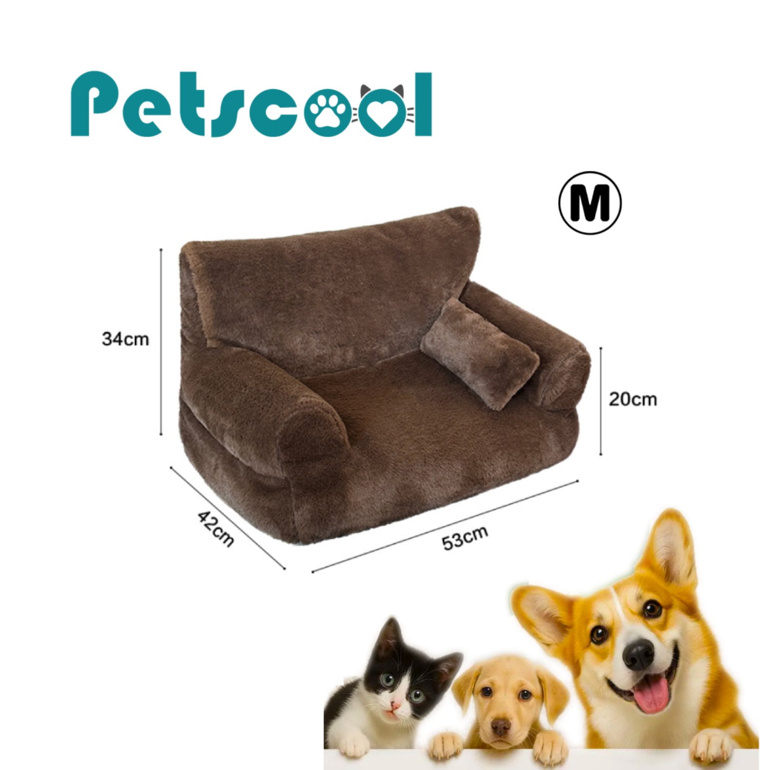 Cama Sofá Antiestrés Perro Gato M Cafe Lavable Petscool