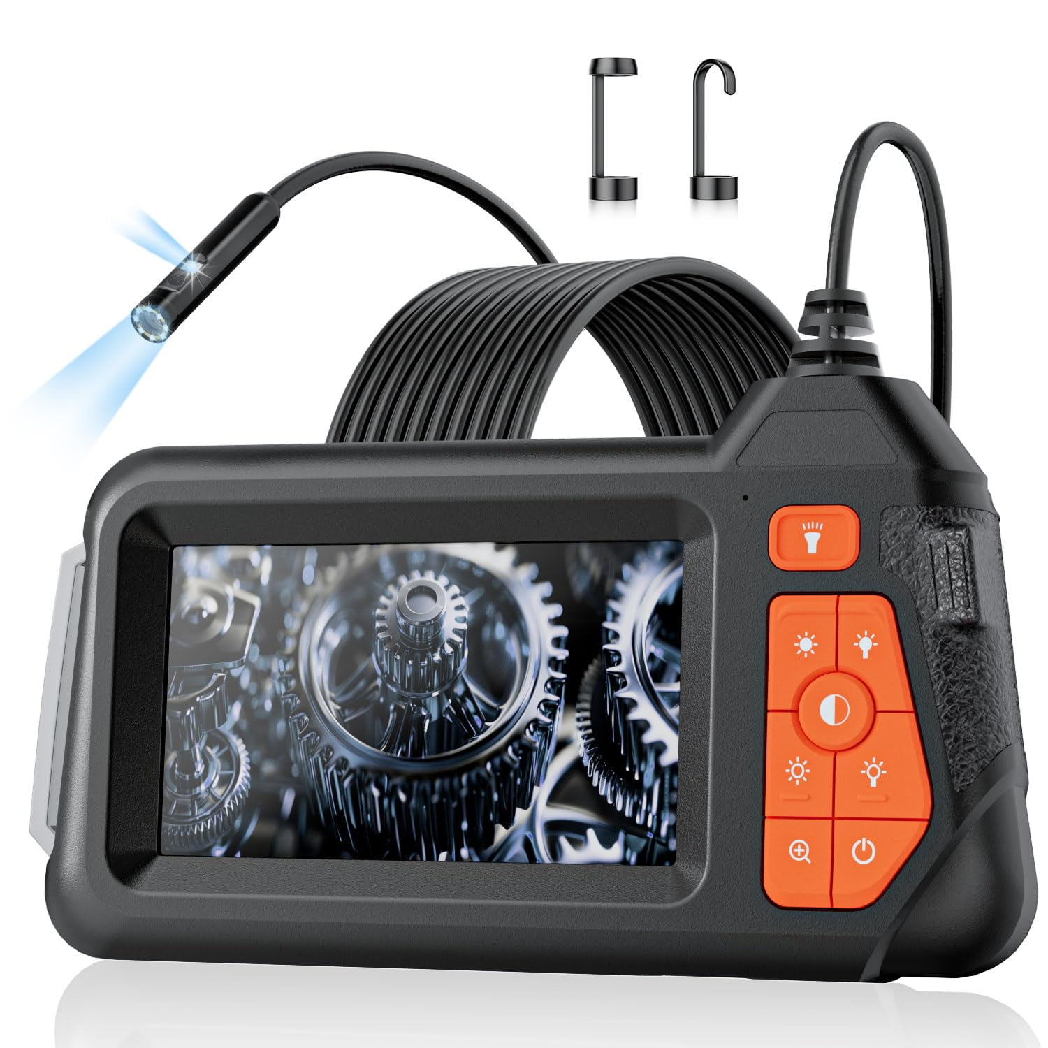 Tgjor - Cámara Endoscópica Con Luz: Endoscopio Industrial De Doble Lente, Cámara De Inspección Con Boroscopio, 1080p Hd, Flexible, Impermeable, 16.4 Pies, Para Fontanería, Automóviles, Alcantarillado