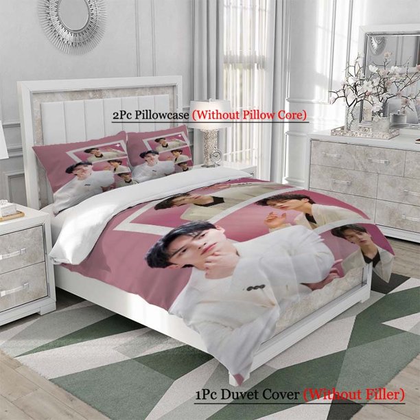 3pcs Song Kang White Clothes Pink Fashion Pattern Three-Piece Set Soft and Comfortable Bedding Set