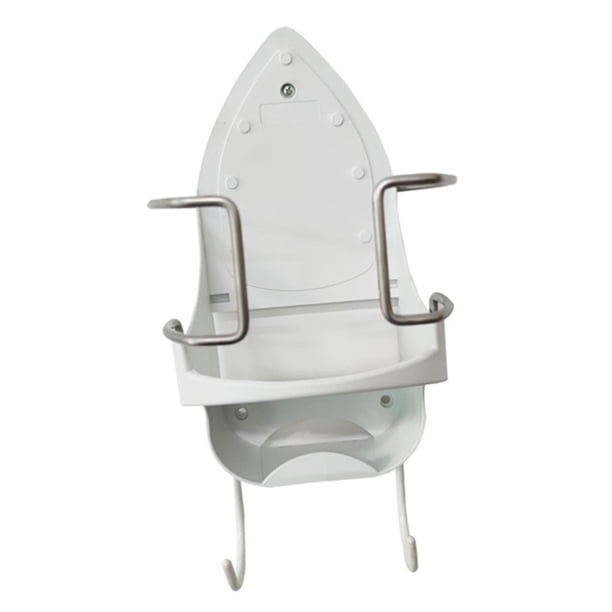 Soporte para tabla de planchar con ganchos extraíbles Fácil de montar Organizador de almacenamiento de colgador de hierro resistente al calor para la Blanco