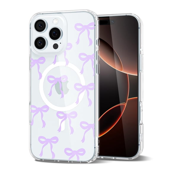 Funda de teléfono Svanove para iPhone 16 Pro con estampado de lazo morado transparente