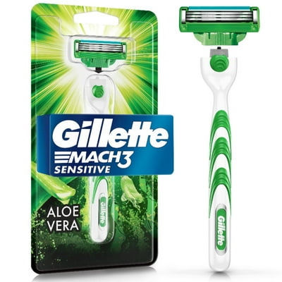 Máquina De Afeitar Recargable Mach3 Sensitive Con Aloe 1 Un Gillette