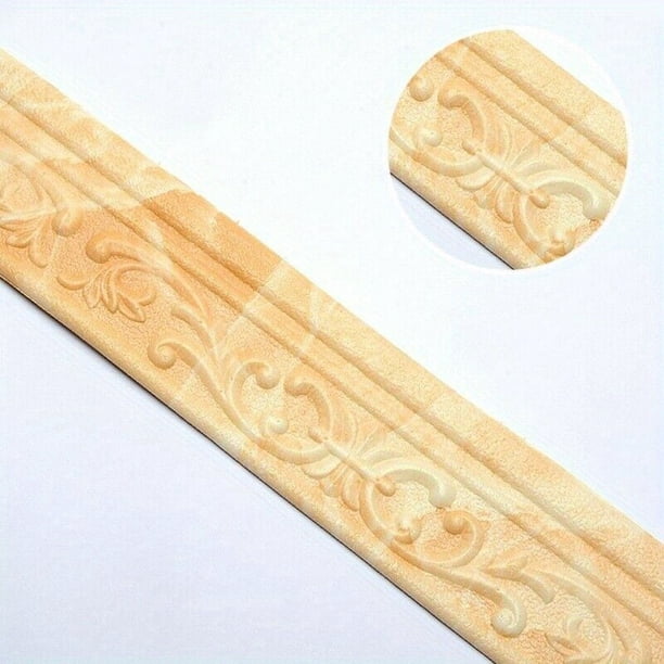 1pc Self-Adhesive Flexible Foam Molding Trim, 90"x 3" 3D Sticky Decorative Wall Trim Lines Skirting Baseboard Border, Waterproof Wallpaper For Living Room And Home Decorations