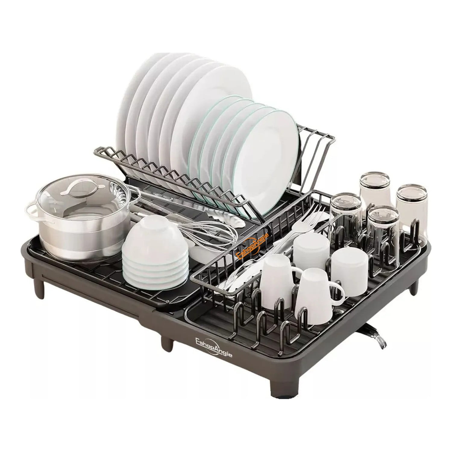 Genérico - Escurridor Plegable De Platos Expansible Para Cocina Negra