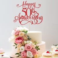 Decoración Para Tartas Qertesl Con Purpurina Para Celebrar El 50 Aniversario, Color Rojo