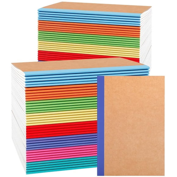 Cuadernos Vyndicca Paquete de 80 A5 con Cubierta Kraft y Lomos Arcoíris