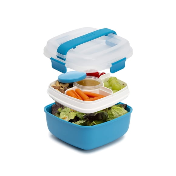 Fiambrera Goodful Bento apilable, 1650 ml, azul