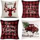 thumbnail image 1 of YanZhi 4 fundas de almohada navideñas de 18 x 18 pulgadas, color negro y rojo, con cuadros de búfalo, fundas de almohada con estampado rústico de lino para vacaciones, decoración navideña roja para so, 1 of 6