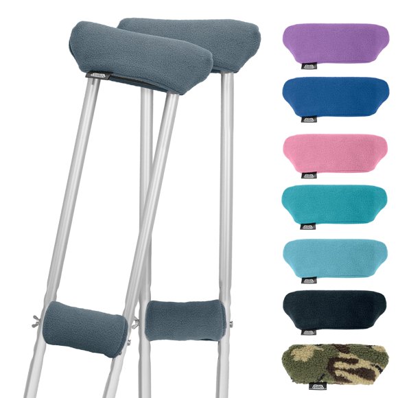Juego de accesorios para muletas Crutch Comfort Deluxe, forro polar suave, gris