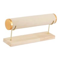 Ioensy - Portapulseras Base De Madera Desmontable Terciopelo Para Reloj Tradeshow Blanco