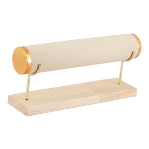 Ioensy - Portapulseras Base De Madera Desmontable Terciopelo Para Reloj Tradeshow Blanco