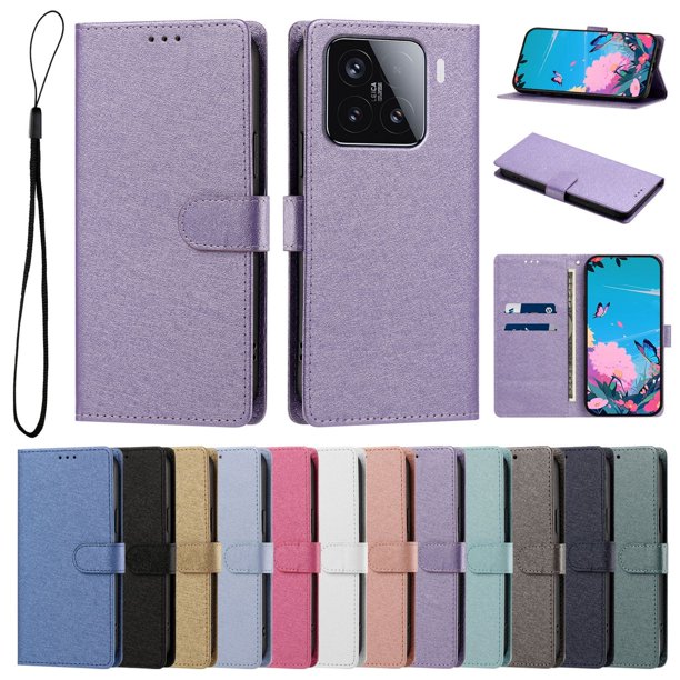 Cartera para Xiaomi 15 con Soporte y Correa, Lila