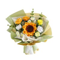 Magideal - Ramo De Flores De Ganchillo De Simulación De Felpa, Flores Tejidas, Artesanías Resistentes, Material De Decoración Para El Hogar, Conjunto De Paquete, Girasol