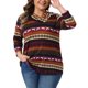 thumbnail image 1 of Agnes Orinda Conjuntos de Halloween para Mujeres Tallas Grandes Tops de Escuela Colegio Manga 3/4 Blusa Casual Elegante de Punto a Rayas Cuello Asimétrico Camiseta de Moda 2X Marrón Burdeos, 1 of 6
