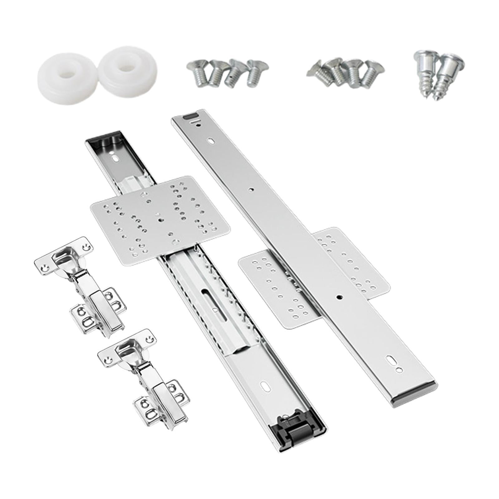 Bothyi - Kit De Herrajes Para Puertas De Armarios Abatibles Ocultos, Rieles Deslizantes Para Puertas De Estanterías De Cocina, 350 Mm